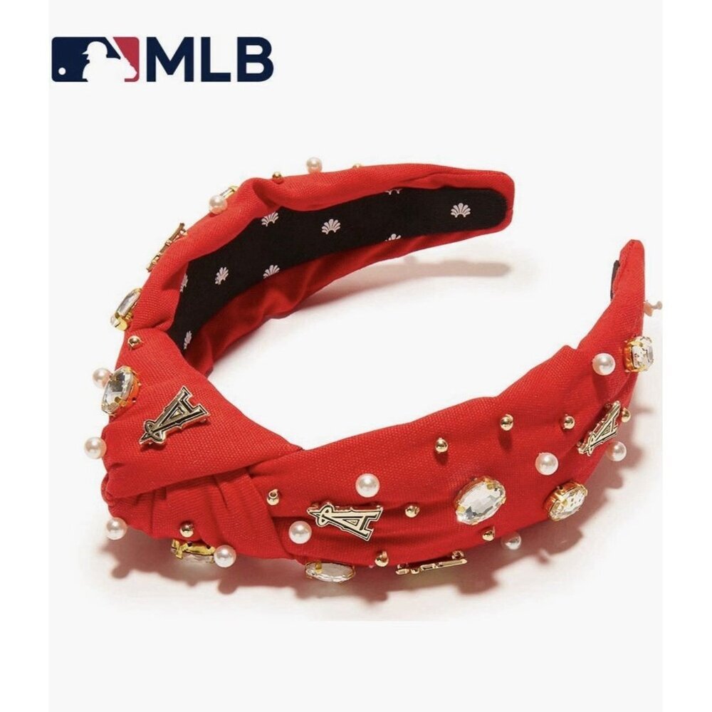 Lele Sadoughi X MLB Collab Red Los Angeles Embellished Headband NWT